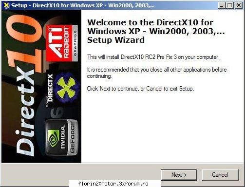 directx 10 on xp with directx10 rc2 pre fix 3

install directx 10 on xp has been easy using directx